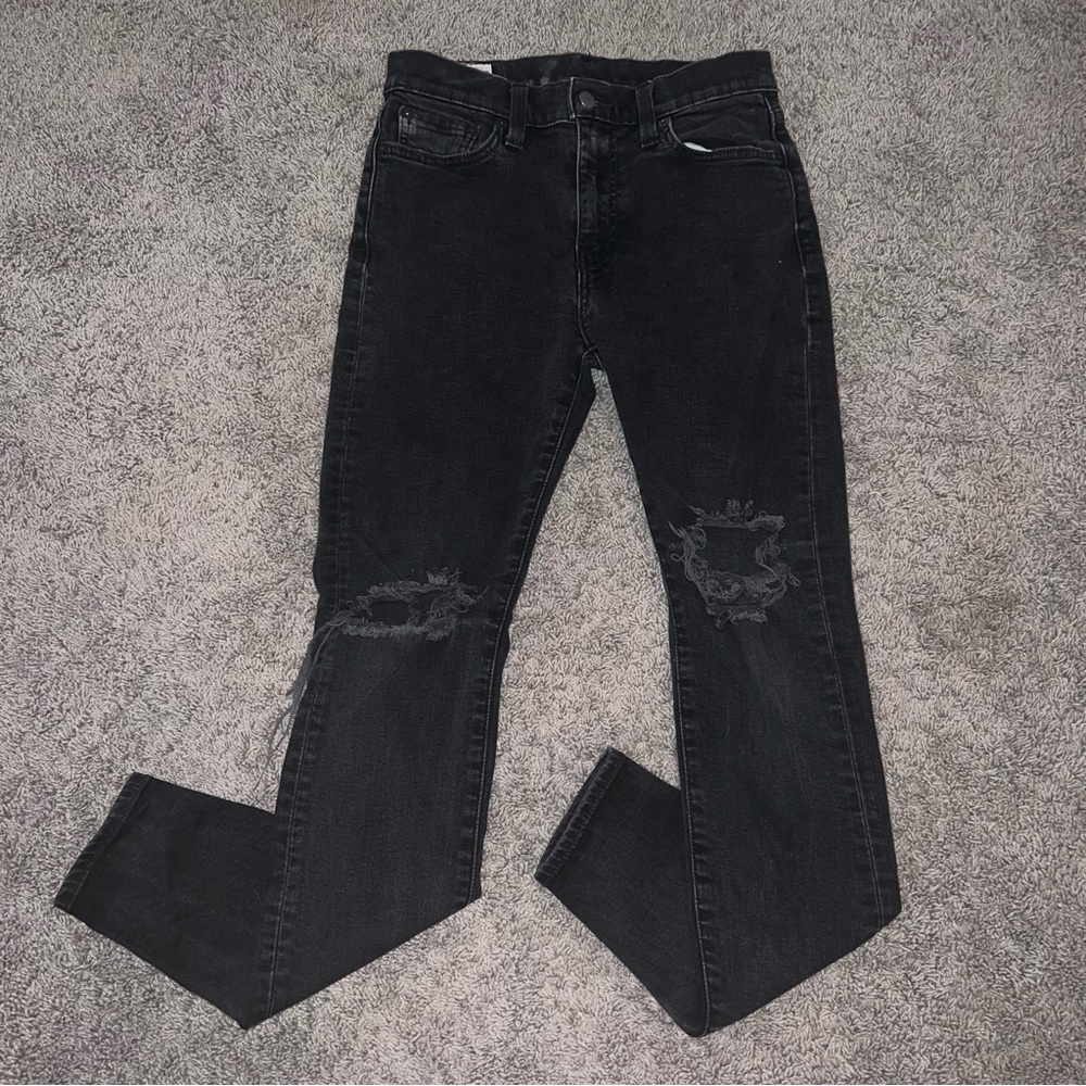 Levi's 510 Skinny Jeans Mens 29x29 Gray Denim Flat Front 5-Pockets Distressed